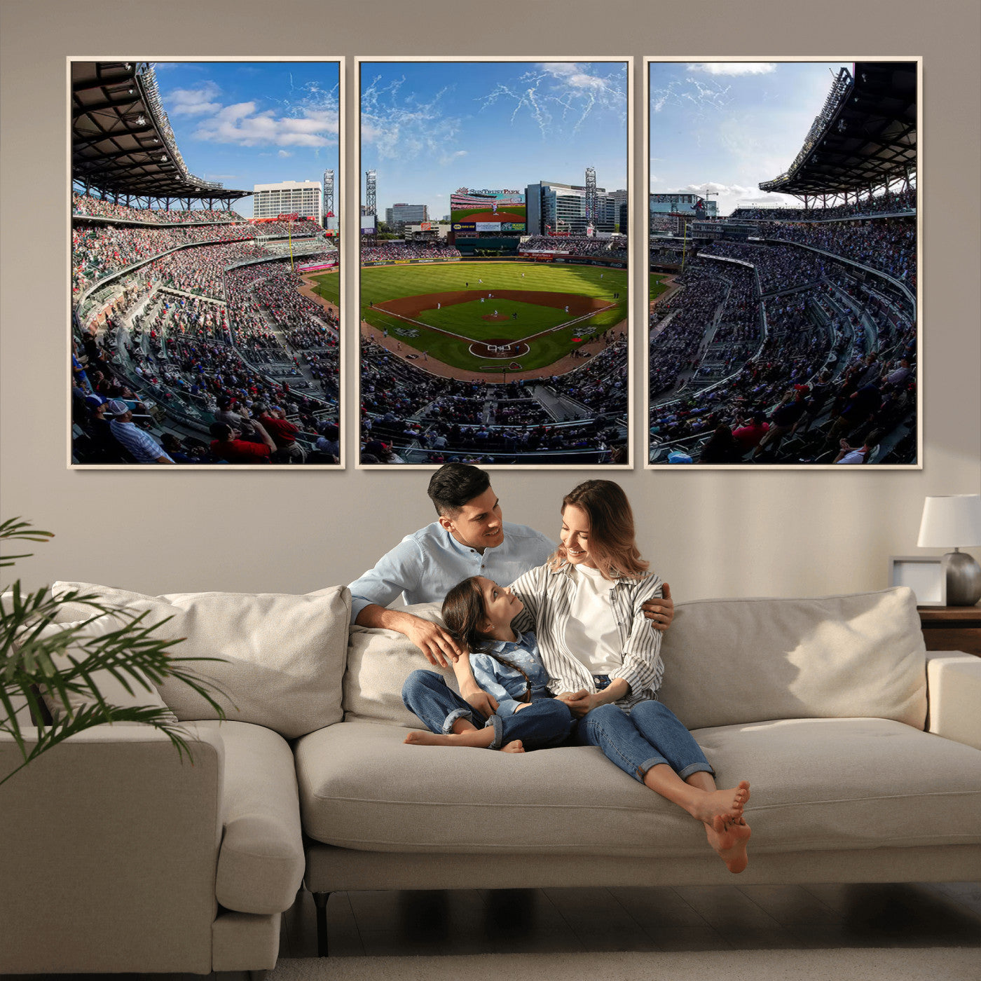 MGV-FC-60X30-3P - Truist Park Stadium Triple Canvas Wall Art - Atlanta Braves Game Day Exclusive Decor