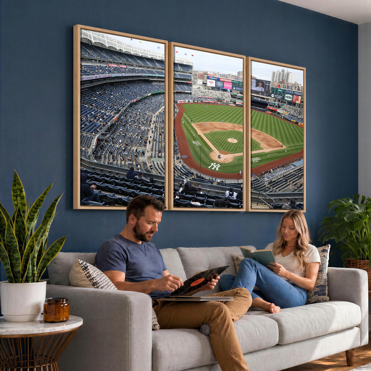 45784-MGV-CV-36X24 - New York Yankees Baseball Team Print, Yankee Stadium Wall Art Canvas Print