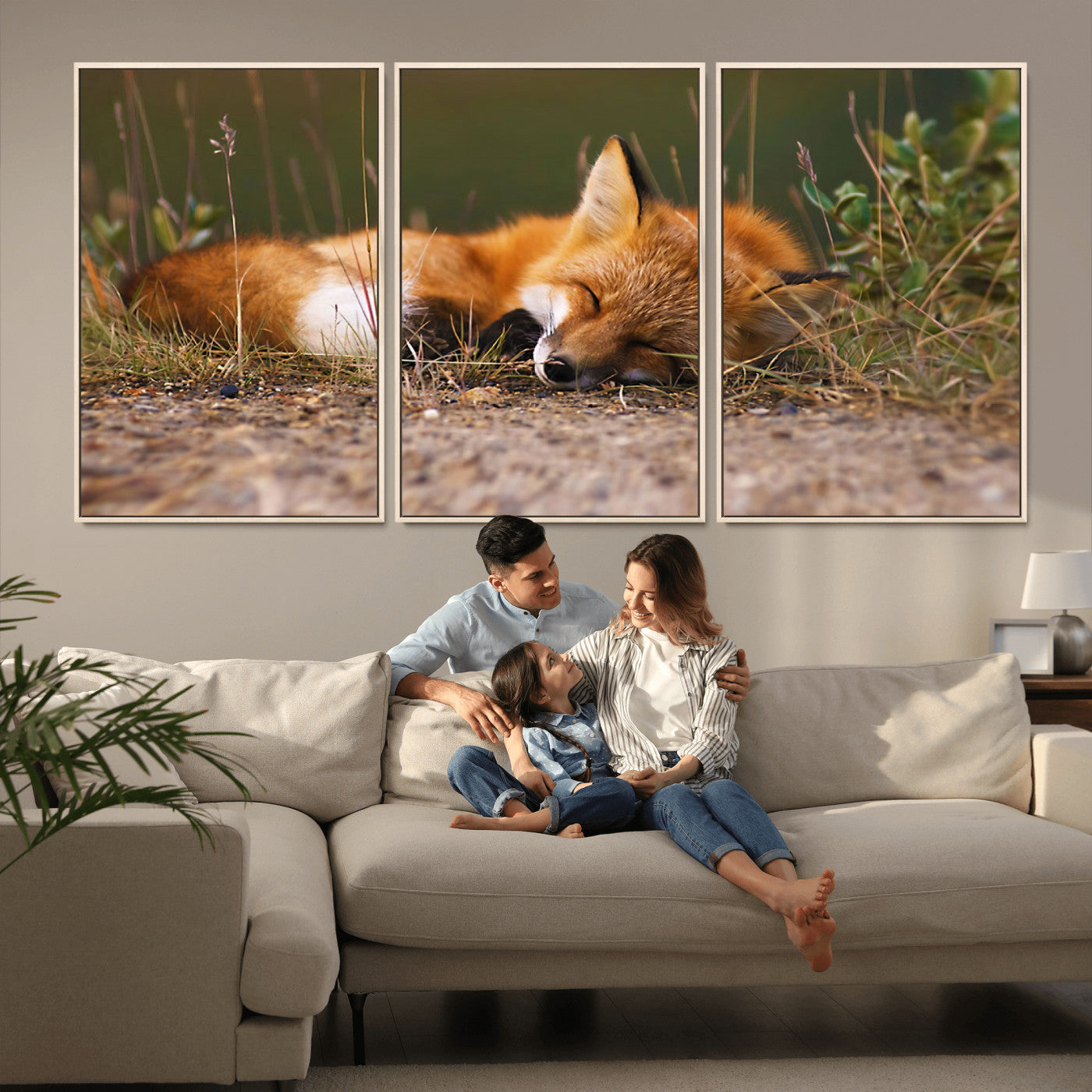 -Sleeping Fox Wall Art Canvas Print, Farmhouse Wall Decor and Animal Wall Art Print