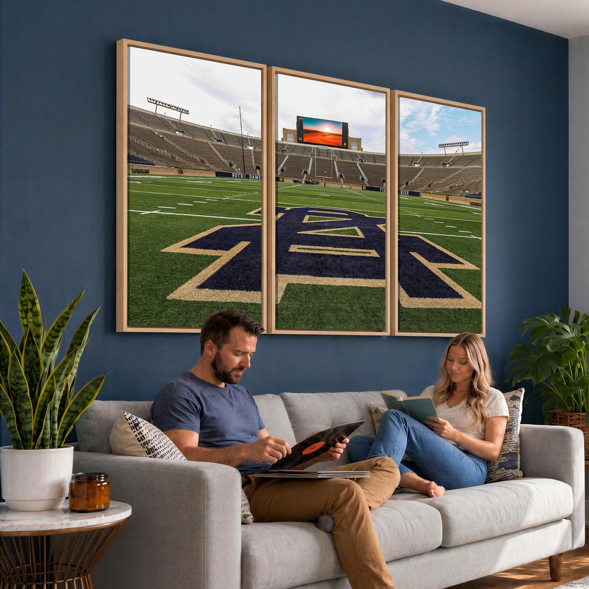 52835-MGV-CV-36X24 - Notre Dame Stadium Giclee Canvas Print | Triptych Wall Art Featuring Iconic Notre Dame Football