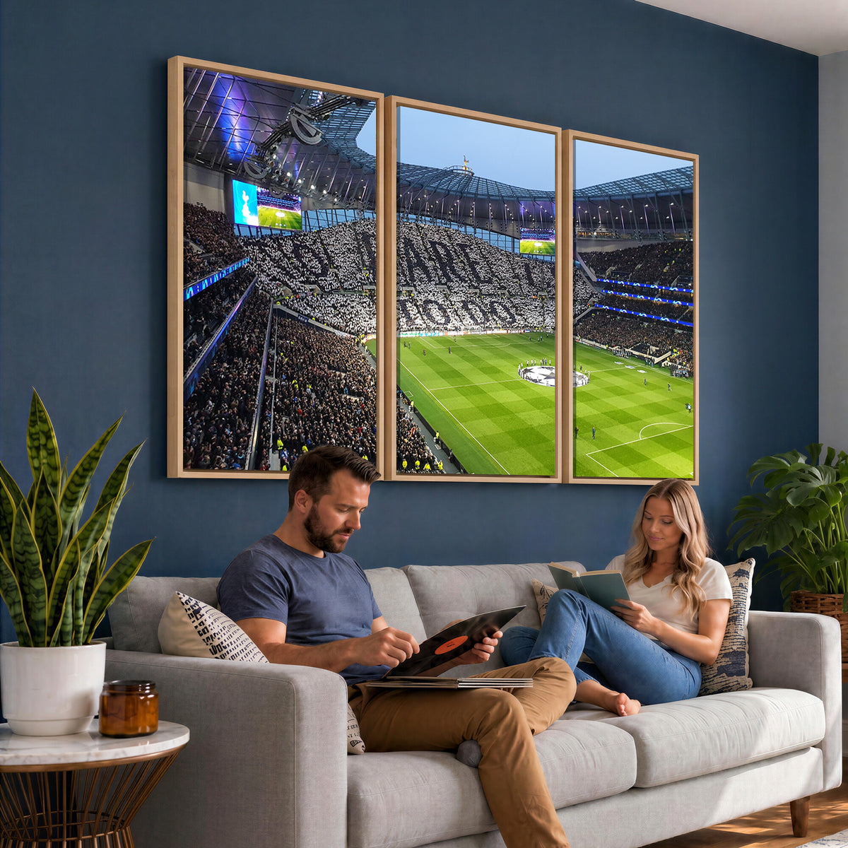 38765-MGV-CV-36X24 - Tottenham Hotspur Stadium Canvas Print, Match Day Triple Canvas Wall Art