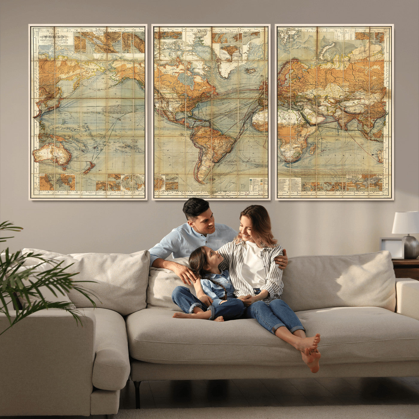 MGV-FC-60X30-3P - Push Pin World Map Canvas Print – Framed Wall Art for Couples to Track Their Travels – Anniversary