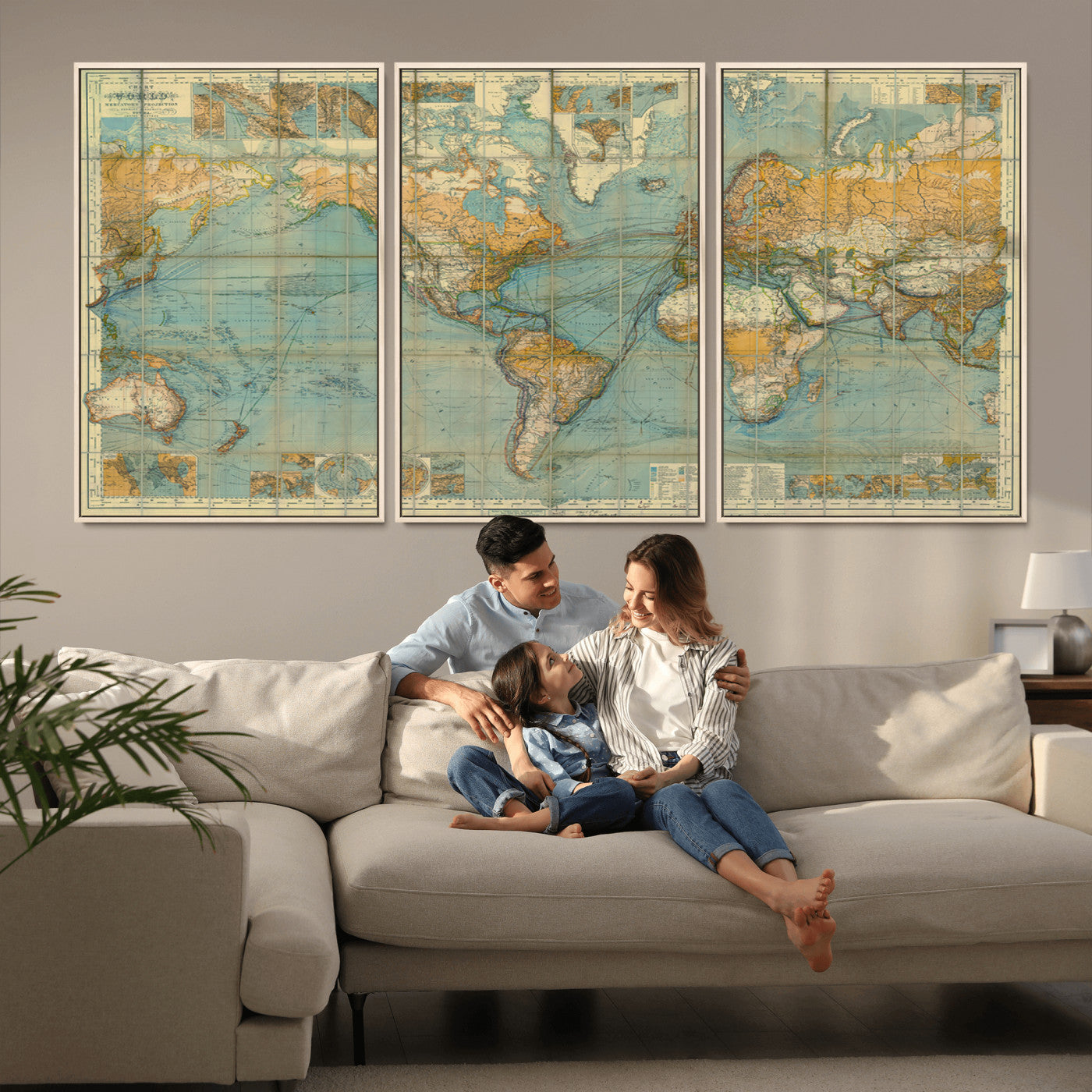 MGV-FC-60X30-3P - Push Pin World Map Canvas Print – Framed Wall Art for Couples to Track Their Travels – Anniversary