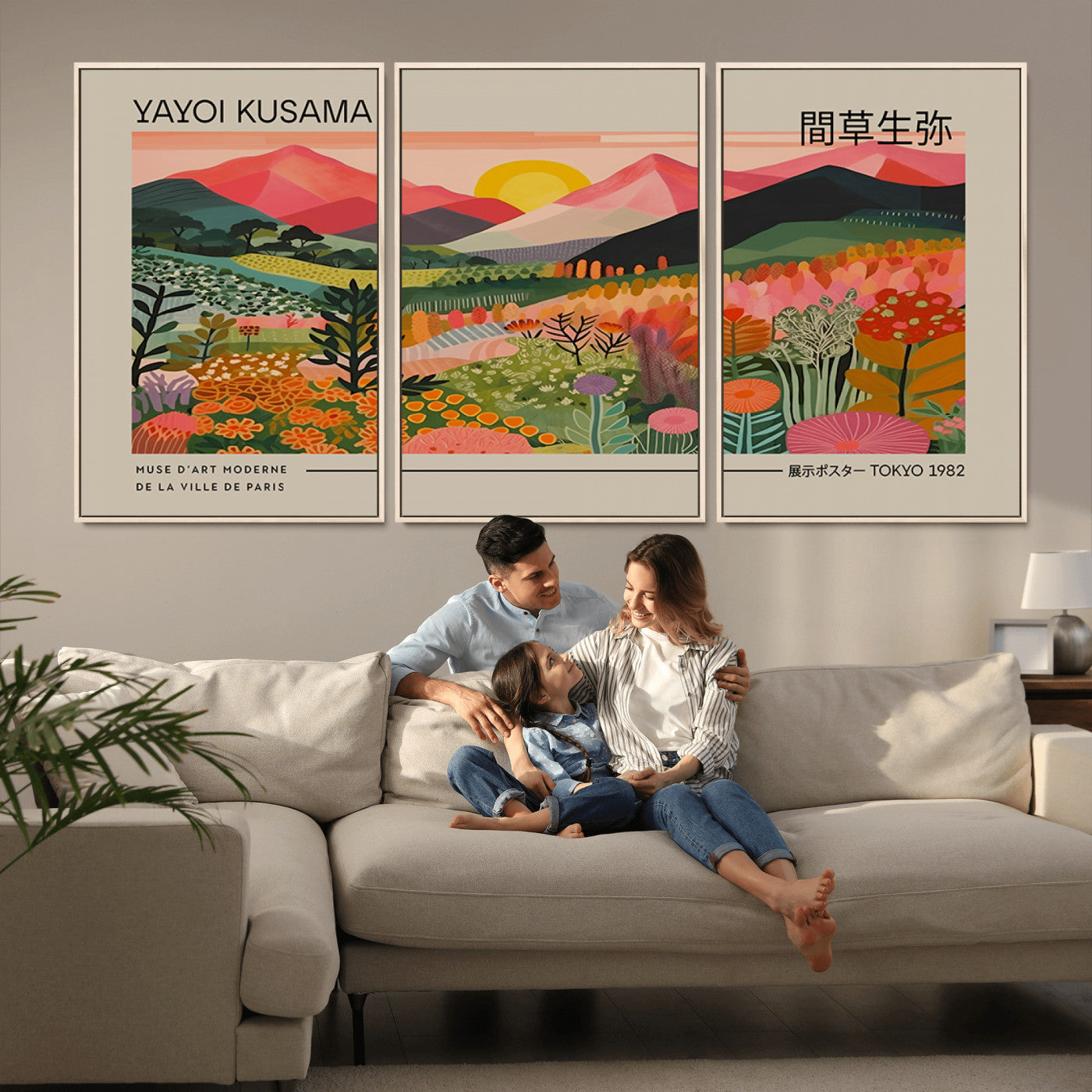 MGV-FC-60X30-3P - Yayoi Kusama 1986 Wall Art Print - Wabi Sabi Japanese Wall Art Print - Vibrant Abstract Landscape