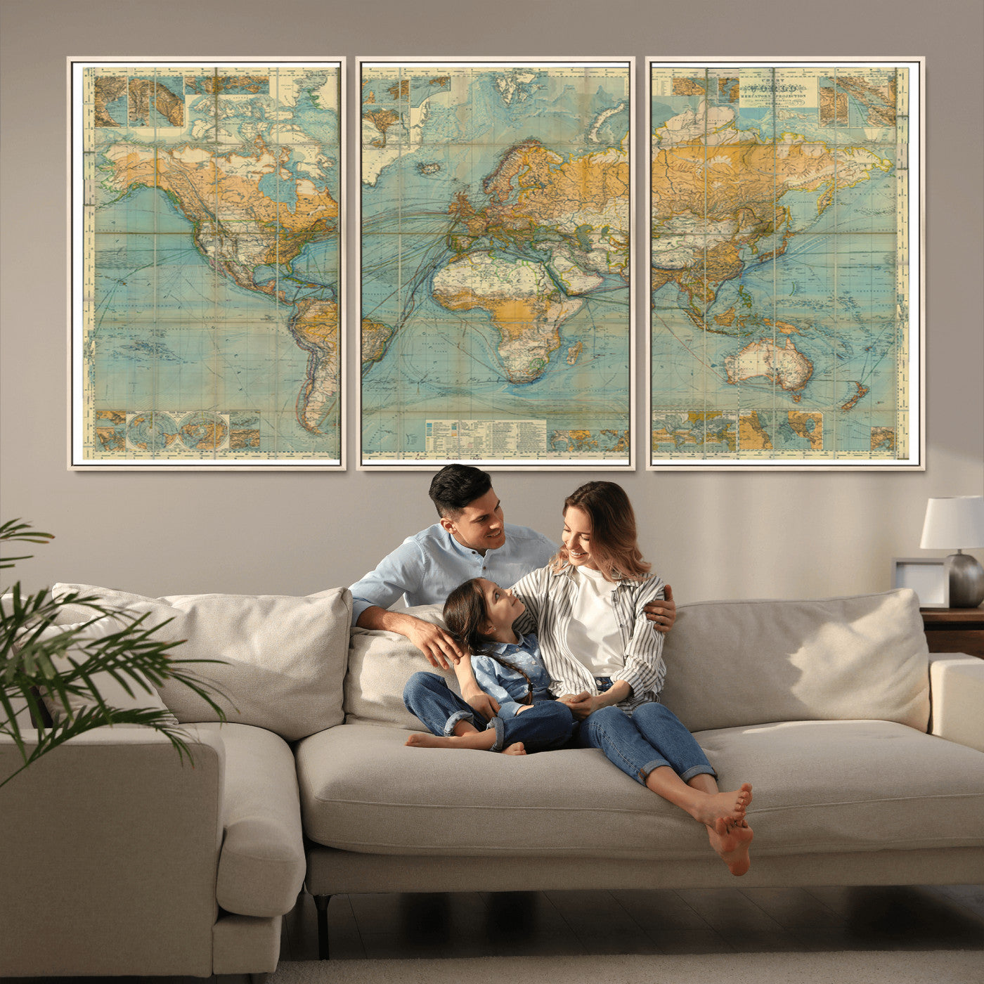 MGV-FC-60X30-3P - Push Pin World Map Canvas Print – Framed Wall Art for Couples to Track Their Travels – Anniversary