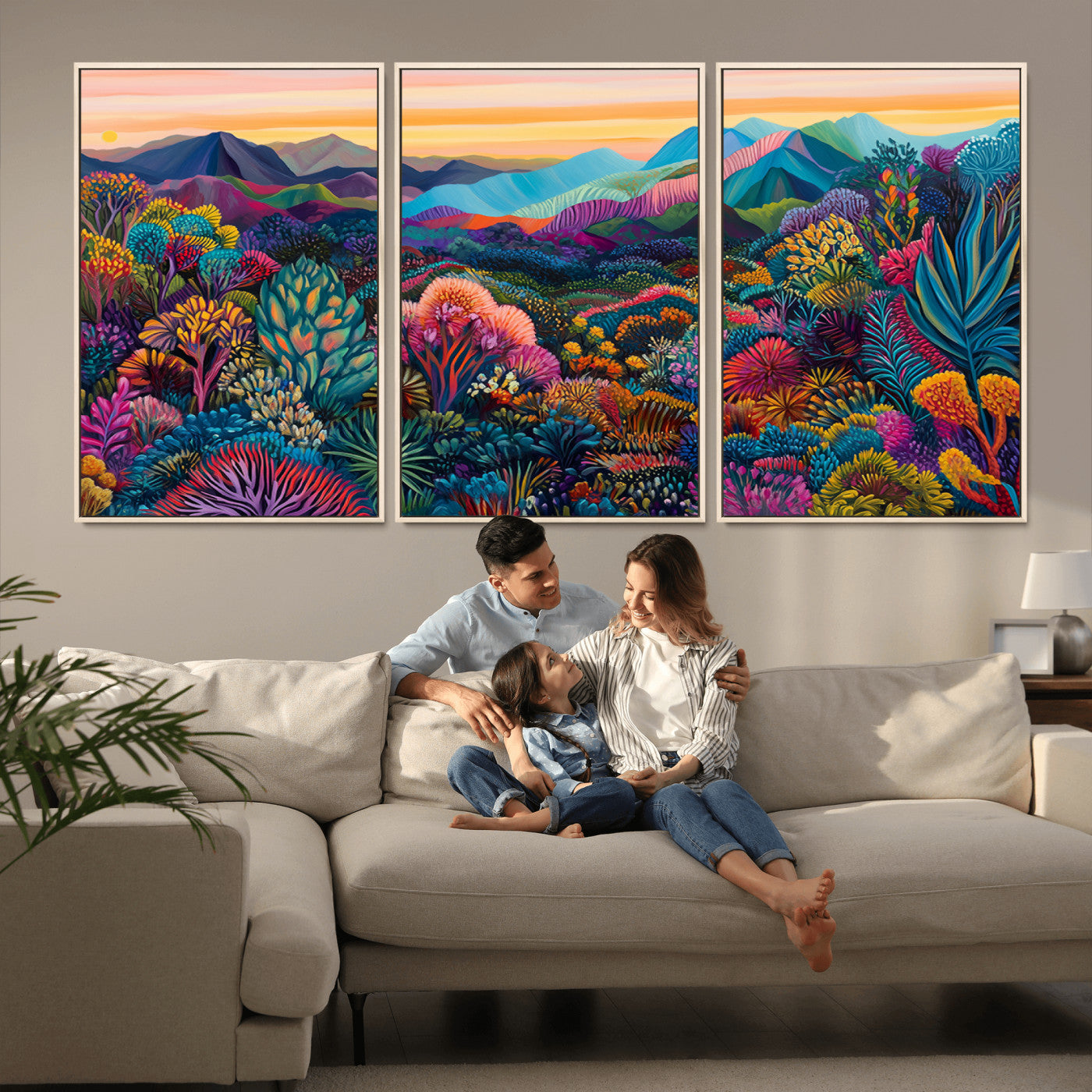MGV-FC-60X30-3P - Colorful Abstract Landscape Wall Art Print Canvas - Vibrant Modern Decor for Living Room, Office, or