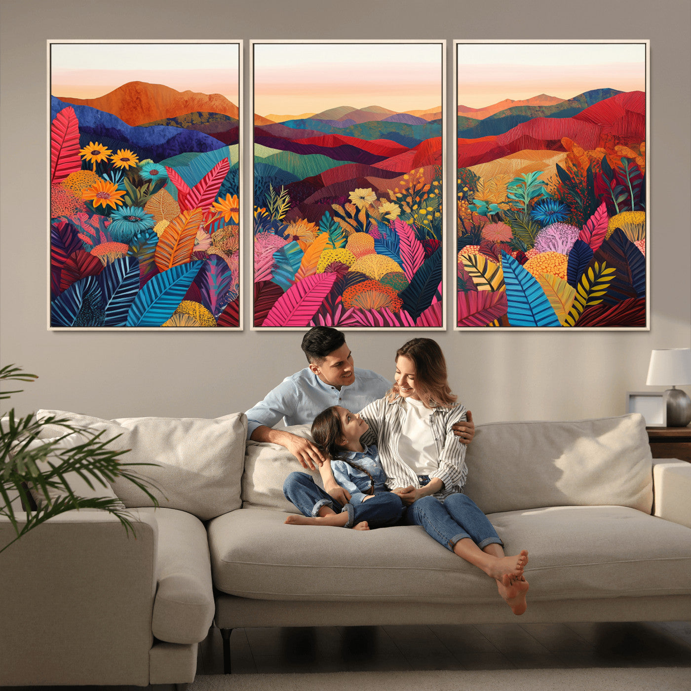 MGV-FC-60X30-3P - YAYOI KUSAMA Abstract Print - Landscape Canvas Wall Art Print - Vibrant Modern Decor for Living