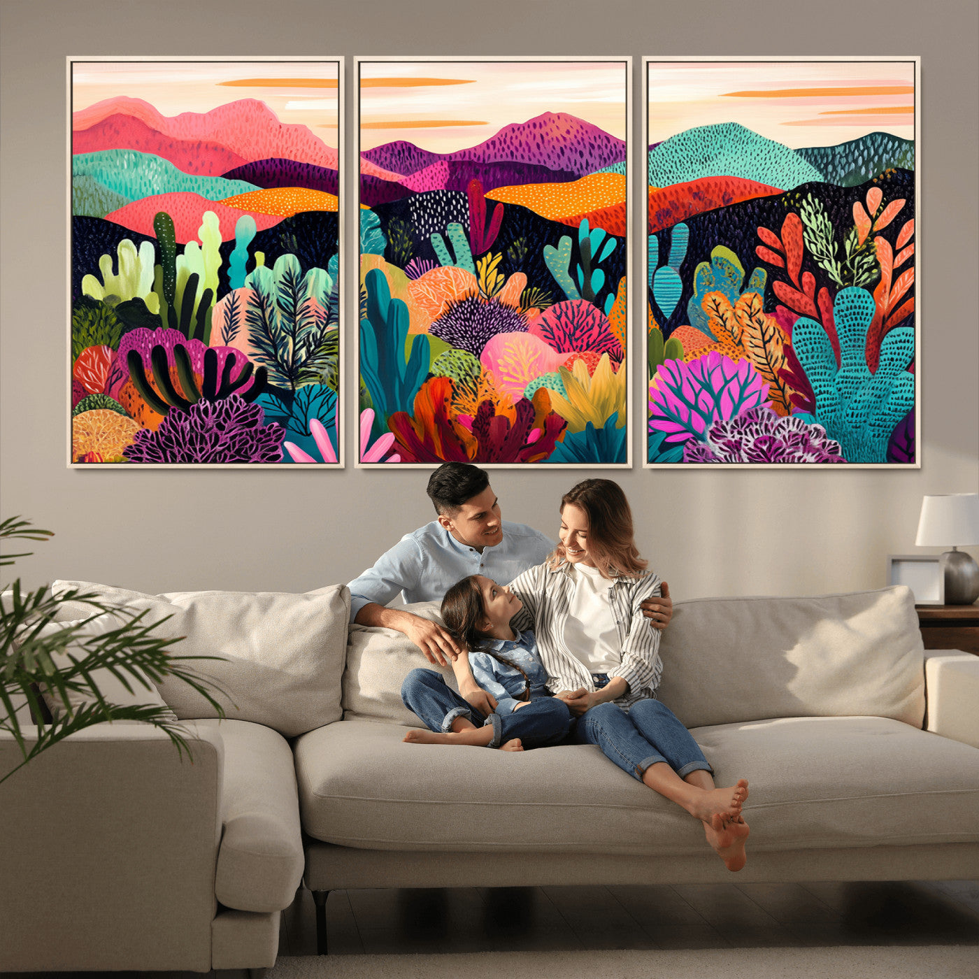 MGV-FC-60X30-3P - Abstract Kusama Print - Landscape Canvas Wall Art Print - Vibrant Modern Decor for Living Room,