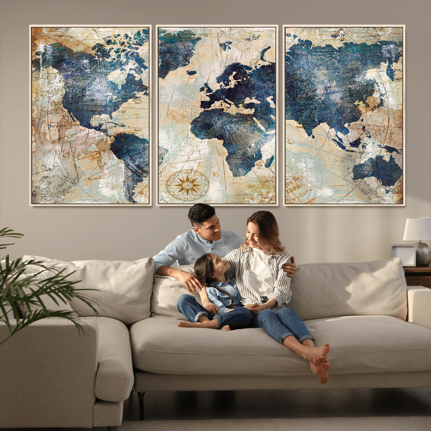 MGV-FC-60X30-3P - Push Pin World Map Canvas Print – Framed Wall Art for Couples to Track Their Travels – Anniversary