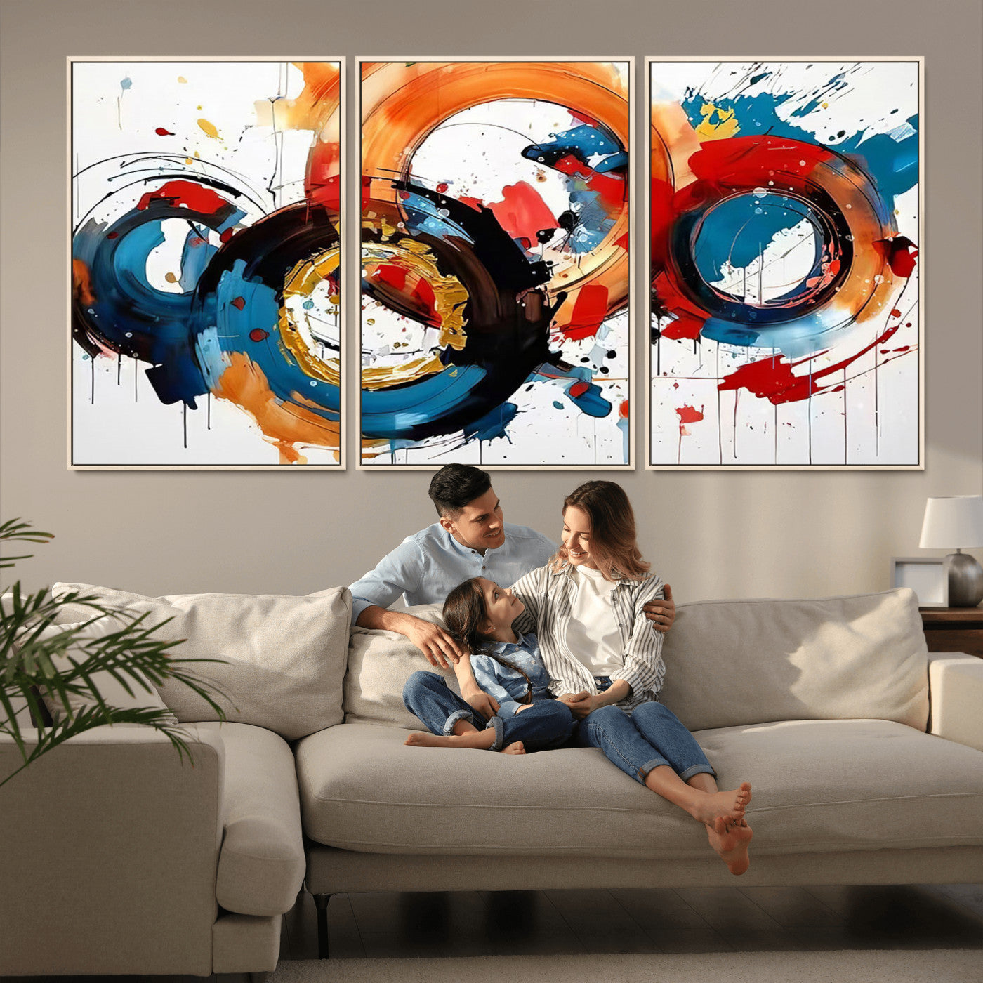 MGV-FC-60X30-3P - Abstract Wall Art, Rings Wall Art Canvas Print