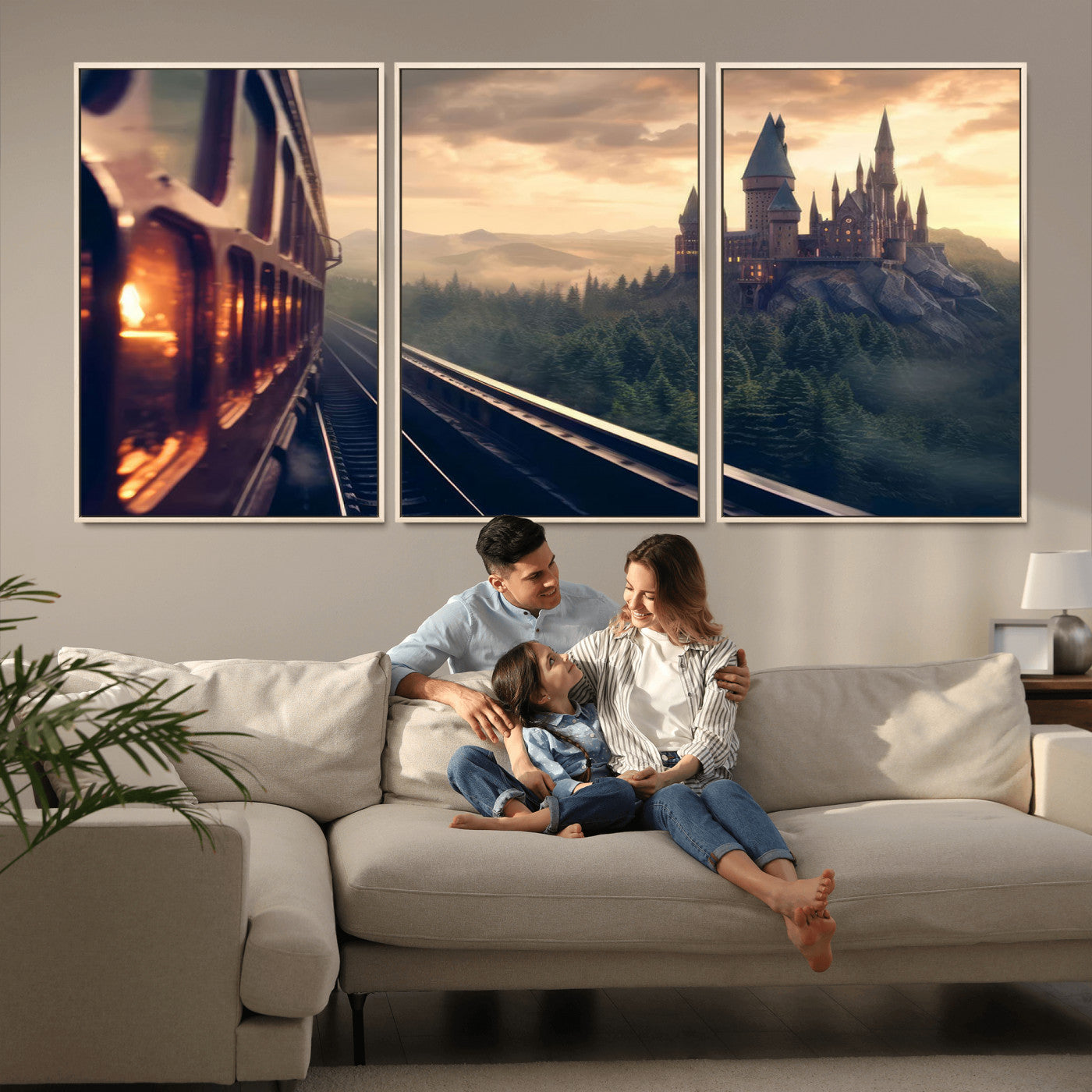 MGV-FC-60X30-3P - Harry Castle Wall Art Canvas Print, Wizard School Wall Art Print, Movie Wall Art Print
