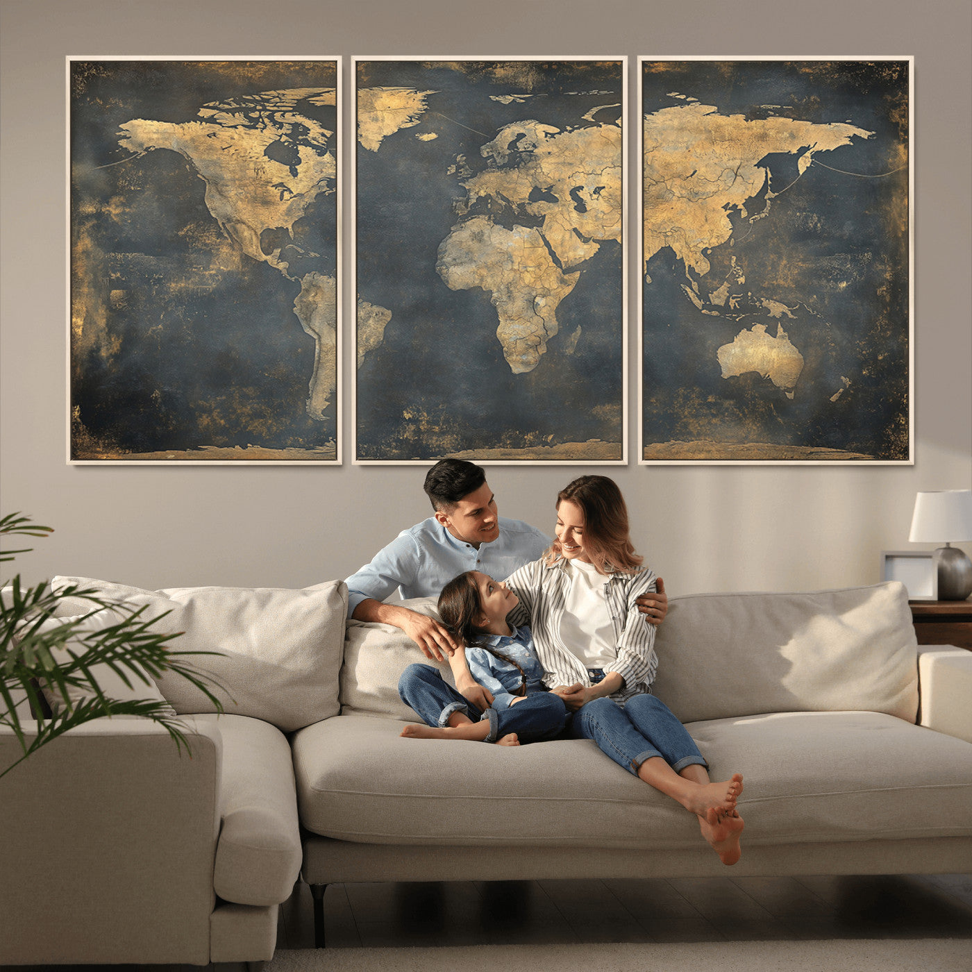 MGV-FC-60X30-3P - Push Pin World Map Canvas Print – Framed Wall Art for Couples to Track Their Travels – Anniversary