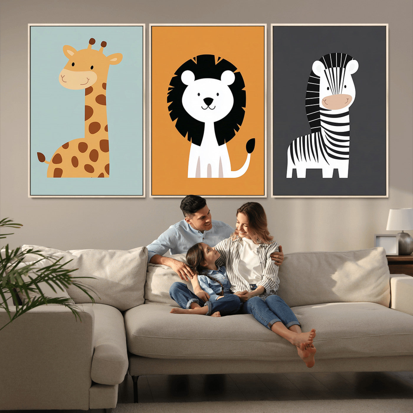 MGV-FC-60X30-3P - Boho Jungle Animal Nursery Wall Art Prints - Safari Decor in Earth Tones for Modern and Stylish