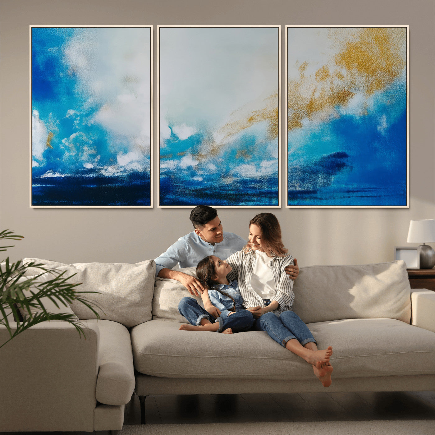 MGV-FC-60X30-3P - Blue Abstract Print - Dynamic Ocean-Inspired Canvas Wall Art