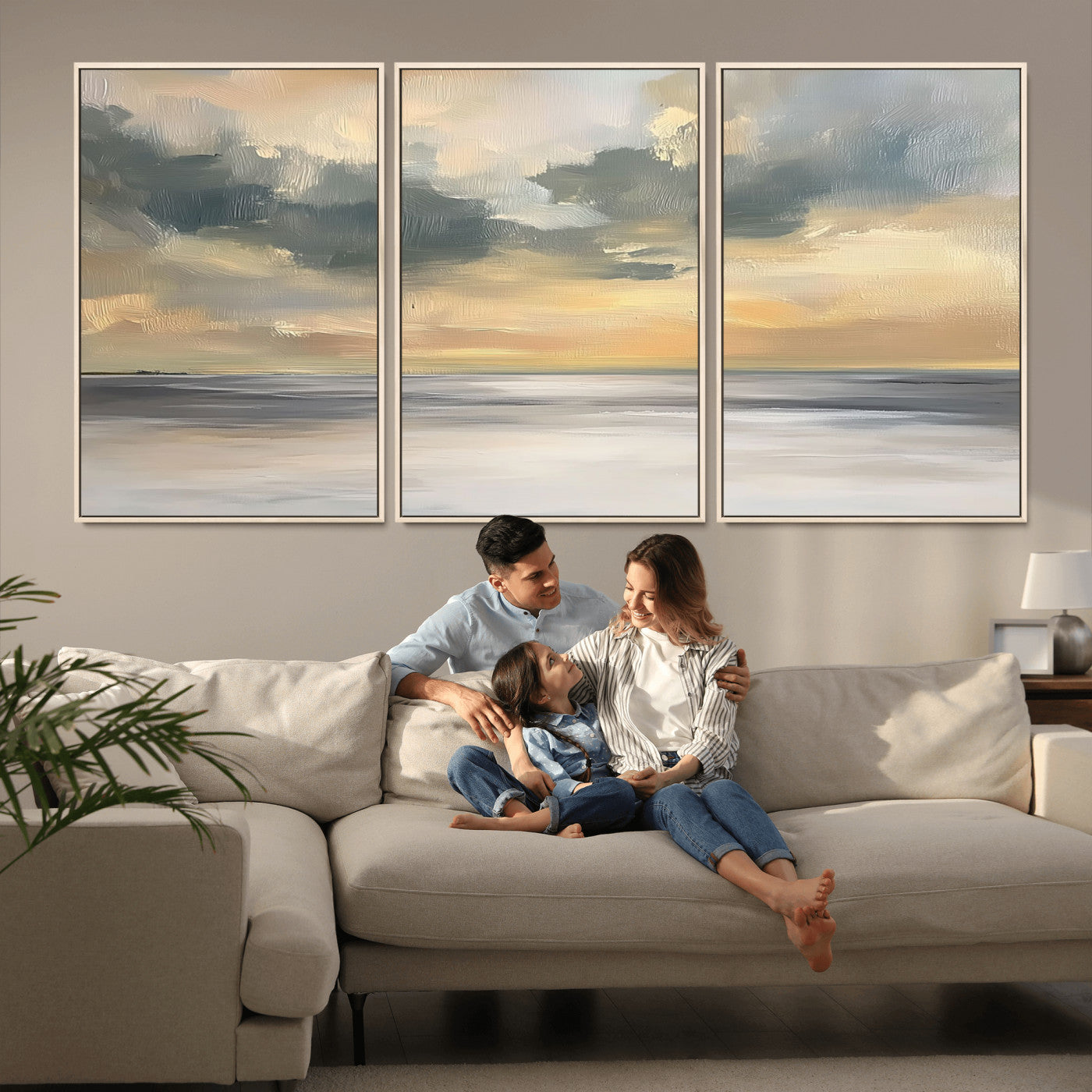 MGV-FC-60X30-3P - Modern Coastal Artwork with Vibrant Abstract Ocean Waves Wall Art Canvas Print for Contemporary