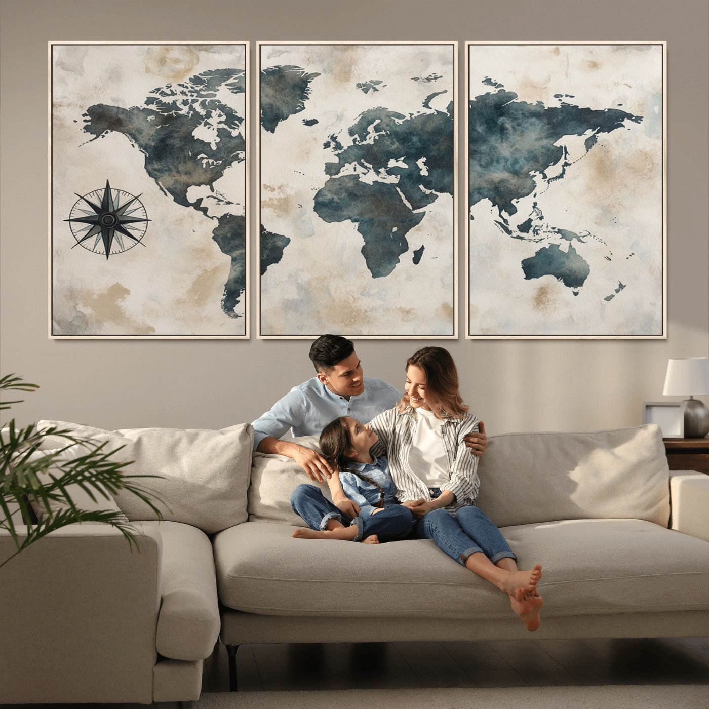 MGV-FC-60X30-3P - Push Pin World Map Canvas Print – Framed Wall Art for Couples to Track Their Travels – Anniversary