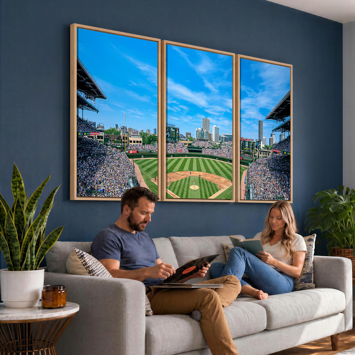32373-MGV-CV-36X24 - Wrigley Field Chicago Cubs Panoramic Art Multi-Piece Canvas