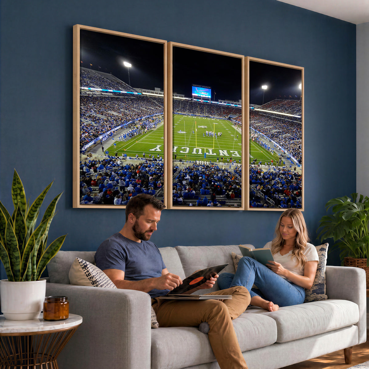 14304-MGV-CV-36X24 - Kroger Field Canvas Wall Art, Kentucky Stadium Wall Art, Framed and Ready to Hang