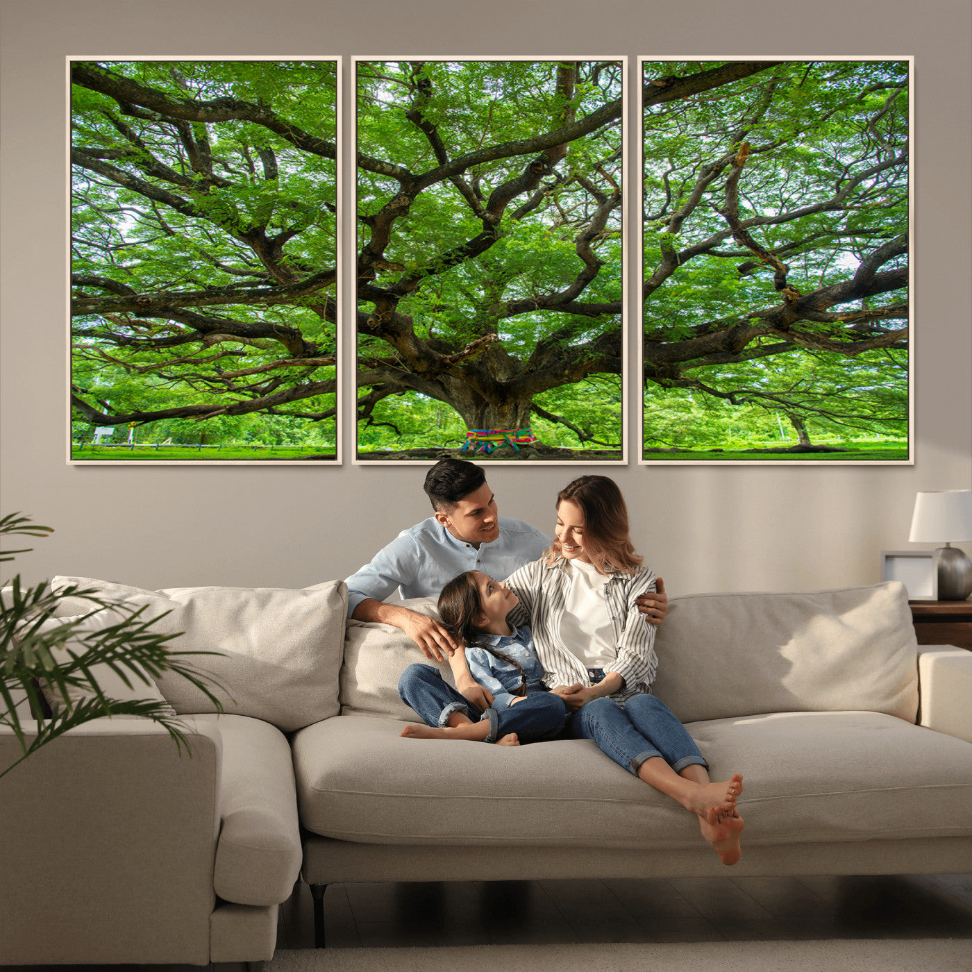 MGV-FC-60X30-3P - Oak Tree Wall Art Print, Forest Canvas Wall Art for Home and Office, Framed Angel Oak Tree Canvas