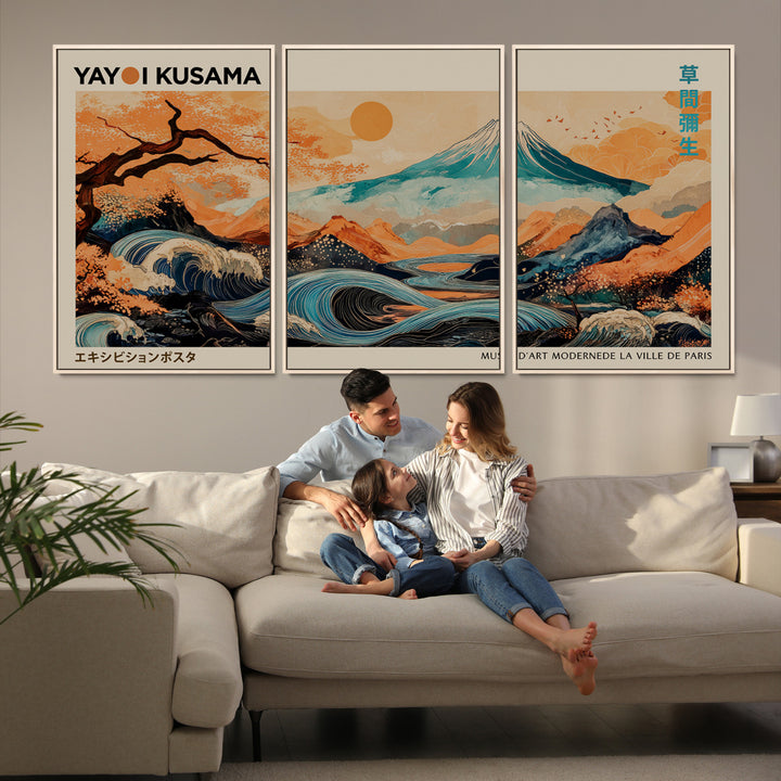 Modern Japanese Wall Art Print Yayoi Kusama Canvas Wall Art Abstract Mount Fuji Canvas Print Japanese Landscape Art Printing