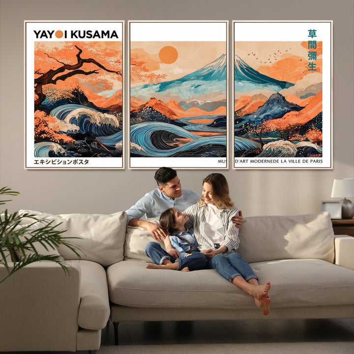 Yayoi Kusama 1986 Wall Art Print – Yayoi Kusama Wabi Sabi Japanese Wall Art Print - Vibrant Abstract Landscape Canvas – Ready-to-Hang Print