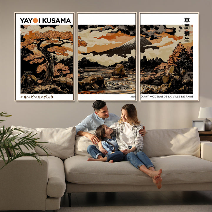 Modern Japanese Wall Art Print Yayoi Kusama Canvas Wall Art Abstract Mount Fuji Canvas Print Japanese Landscape Art Printing