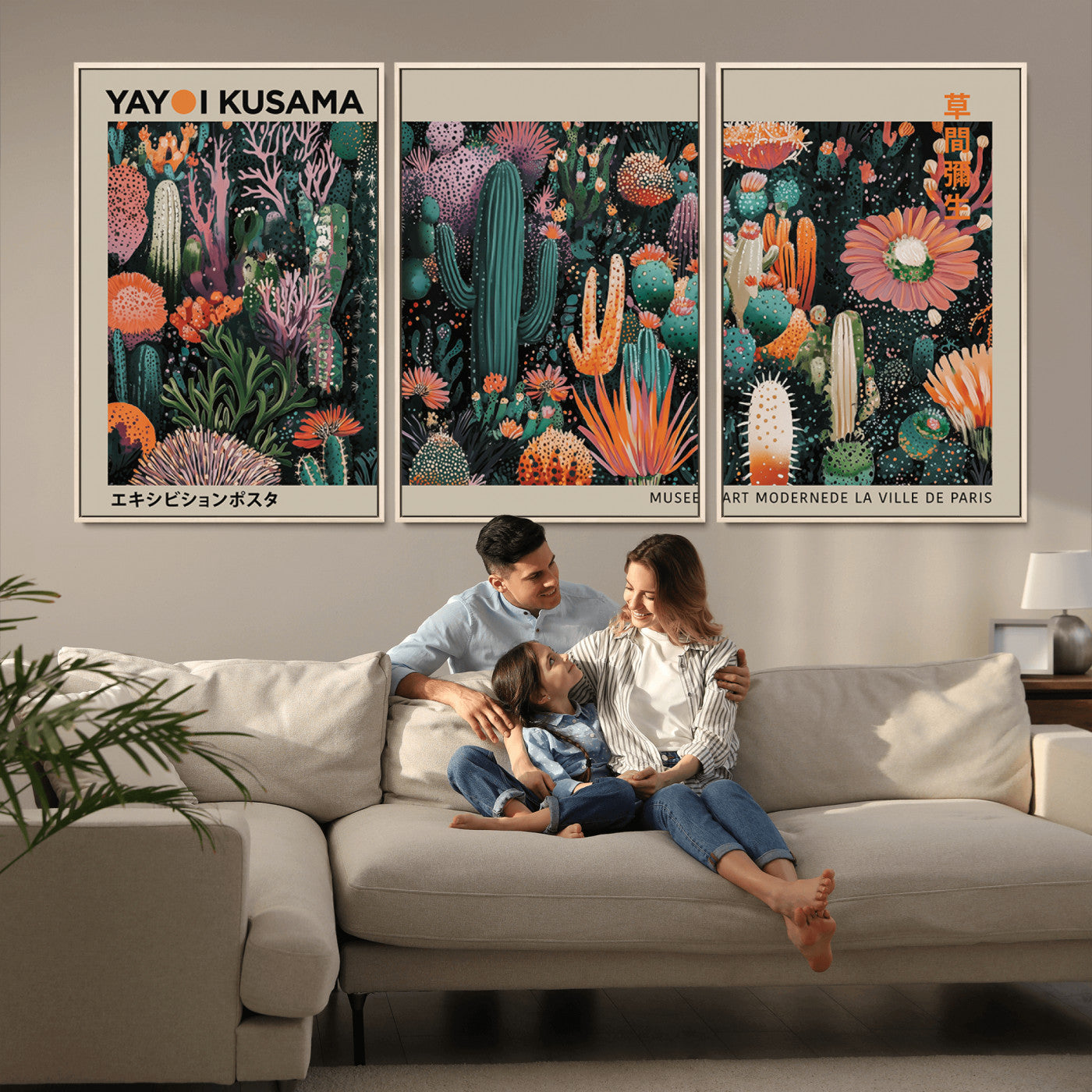 MGV-FC-60X30-3P - Yayoi Kusama Art Print, Yayoi Kusama Canvas Wall Art, Abstract Mount Fuji Canvas Print, Japanese