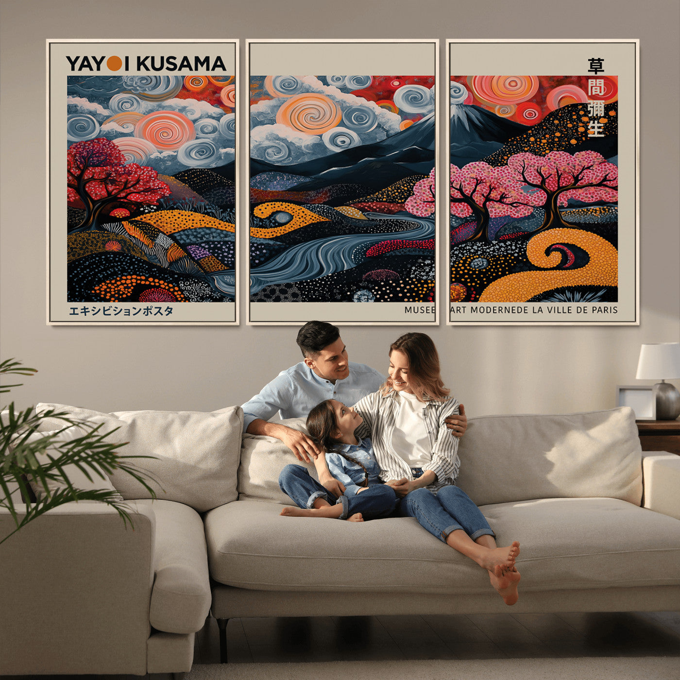 MGV-FC-60X30-3P - Modern Japanese Wall Art Print Yayoi Kusama Canvas