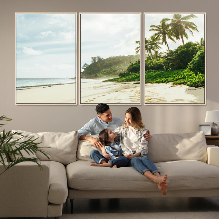 Relaxing Beach Wall Art Canvas Print, Framed Ocean View Art Picture Print, Coastal Serenity Perfect Tropical Coastal Decor Artwork