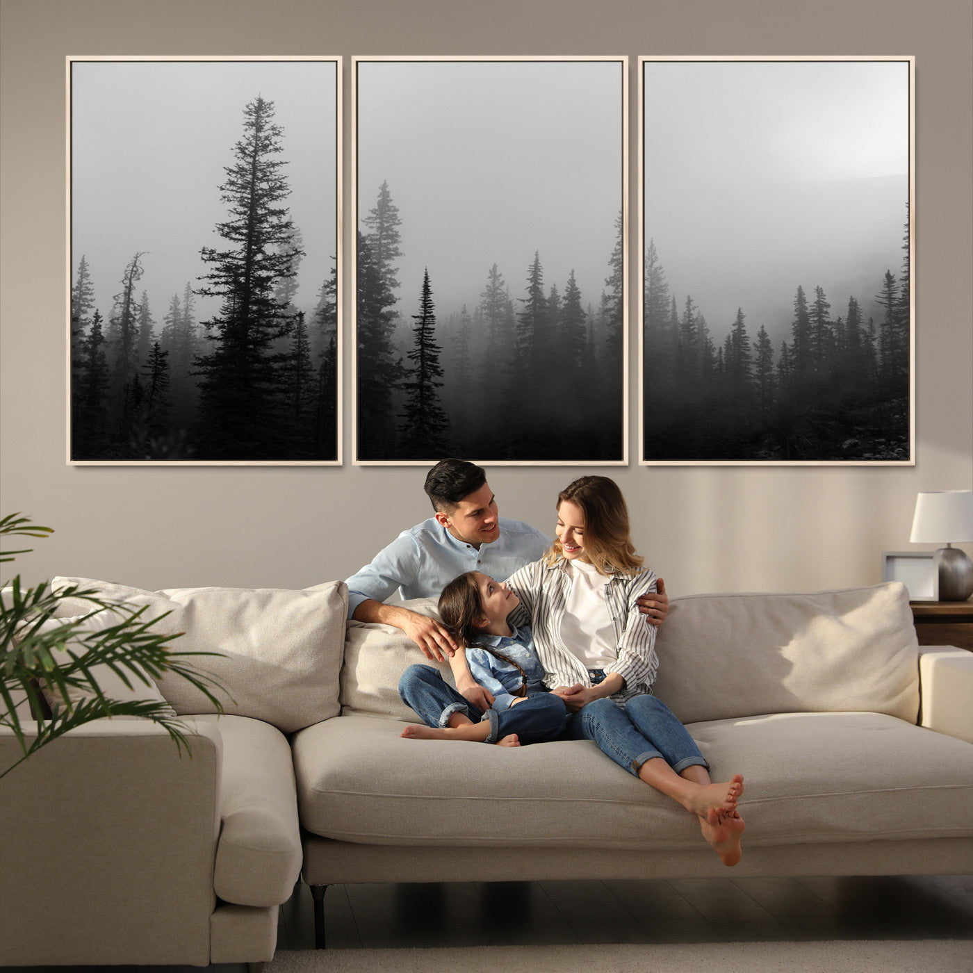 73138900-MGV-FC-60X30-3P_Natural-Misty Pines Wall Art Canvas Print - Perfect Rustic Decor