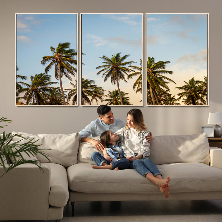Palms Wall Art Canvas Print, Framed Tropical Art Picture Print, Coastal Perfect Coastal Decor Artwork