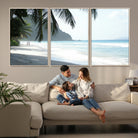 18311030-MGV-FC-60X30-3P-Tropical Beach Wall Art Canvas Print, Framed Serene Ocean Art Picture Print, Palm Tree Shadows Perfect Tropical Coastal Decor Artwork