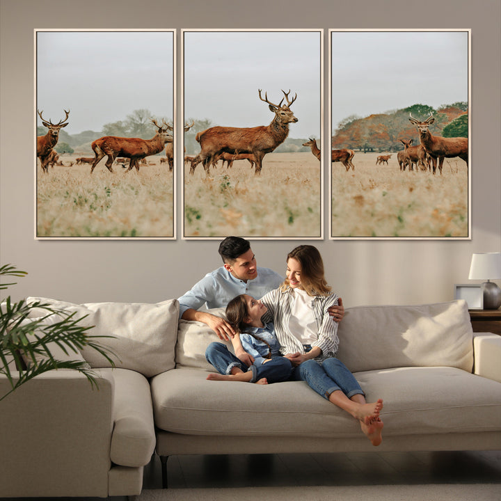 Rustic Deer Print Wall Art Canvas Print