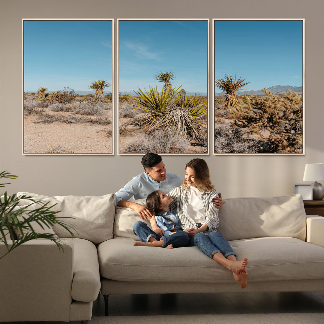 Joshua Tree Wall Art Canvas Print, Desert Landscape Print, Framed Warm Earth Tones Art Print, Large California Southwest Printing
