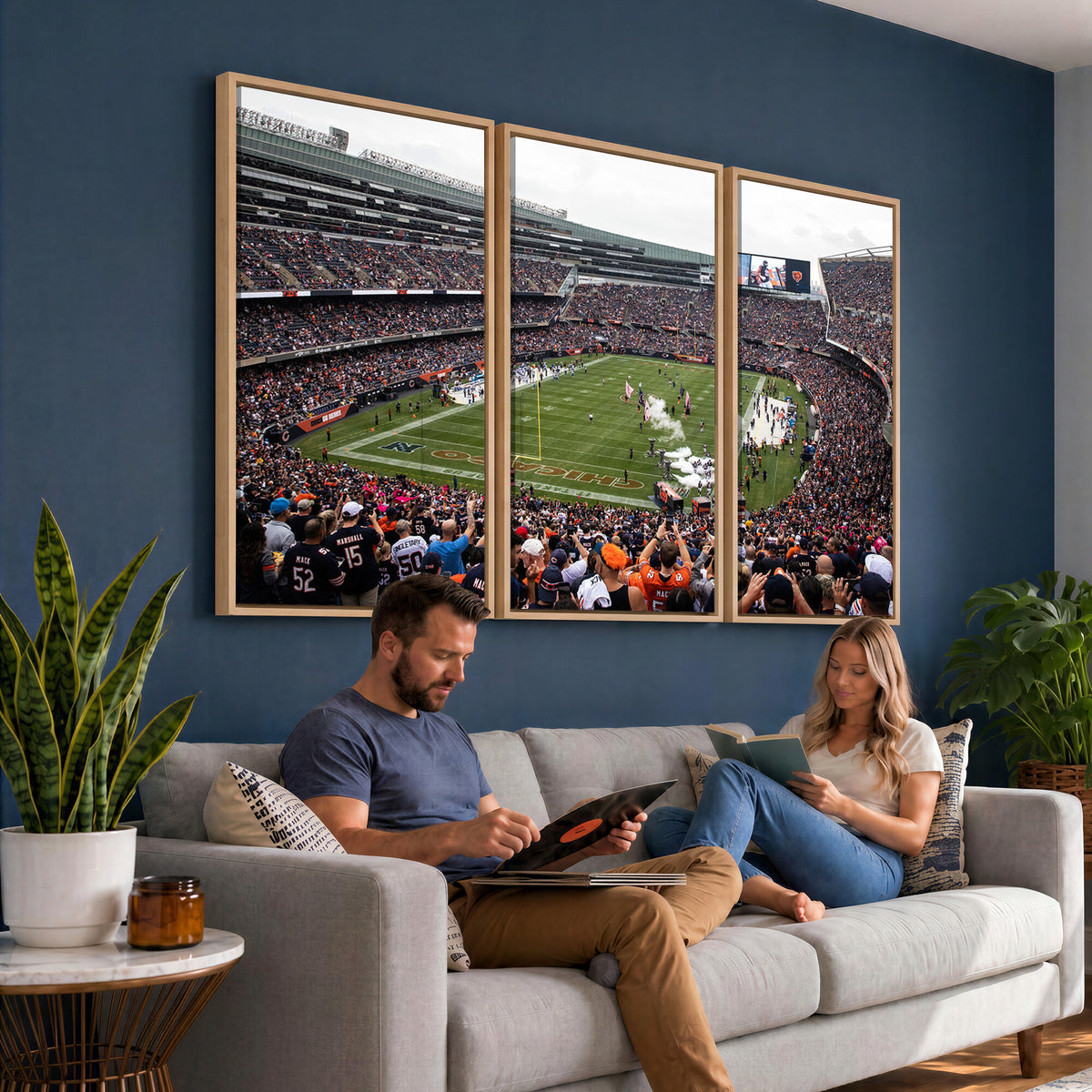 18347149-MGV-CV-36X24 - Chicago Bears Soldier Field Wall Art Canvas Print – Framed Football Stadium Artwork Team Spirit for home, office