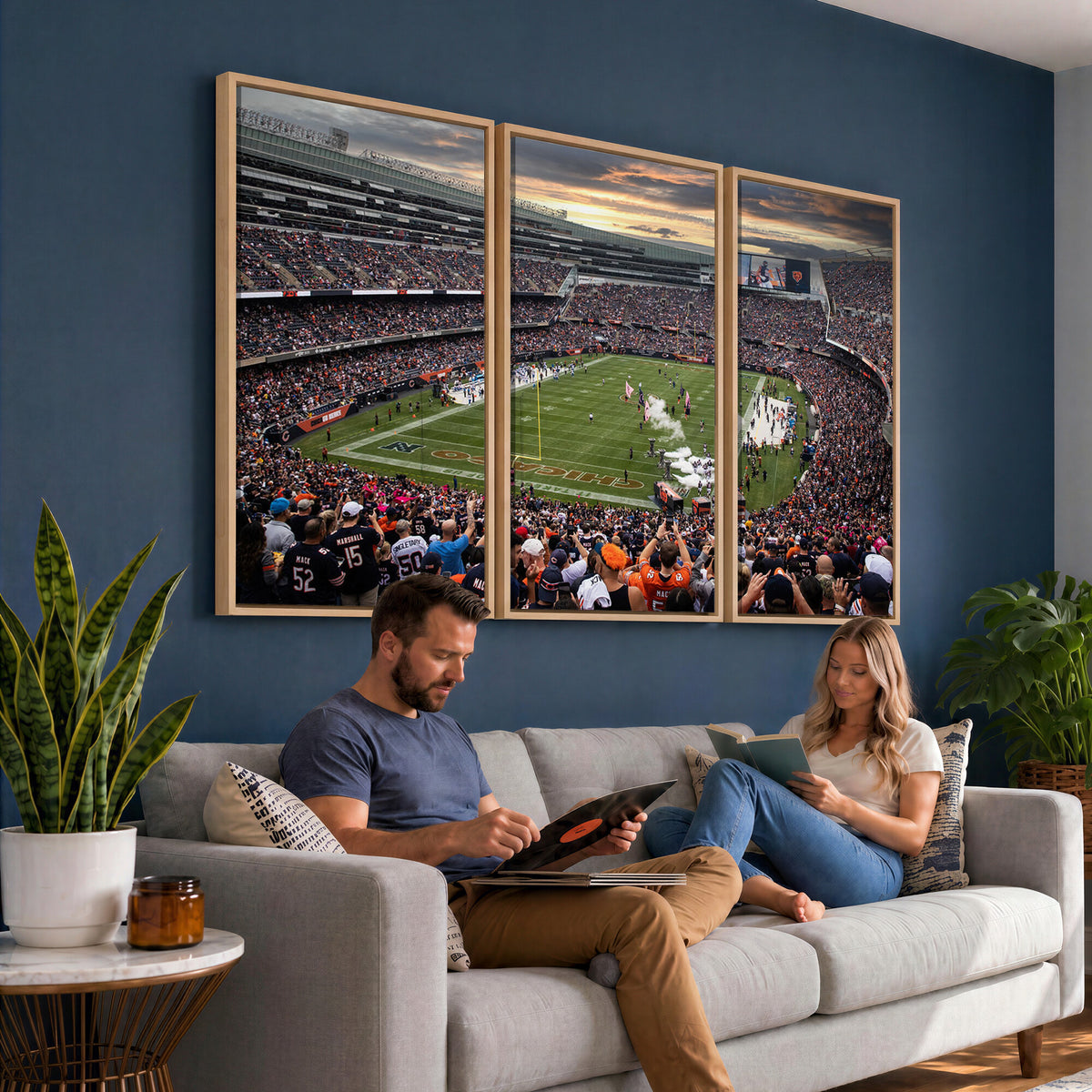 87578930-PAN-FL-20X10 - Chicago Bears Soldiers Field Wall Art Canvas Print, Home Bar Wall Decor