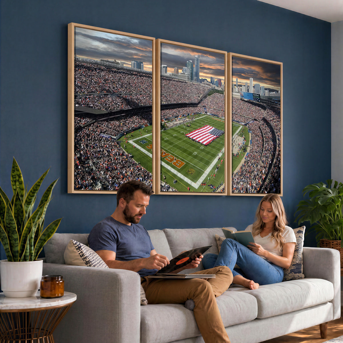 98106777-PAN-FL-20X10 - Chicago Bears Soldiers Field Wall Art Canvas Print, Extra Large Game Room Wall Decor