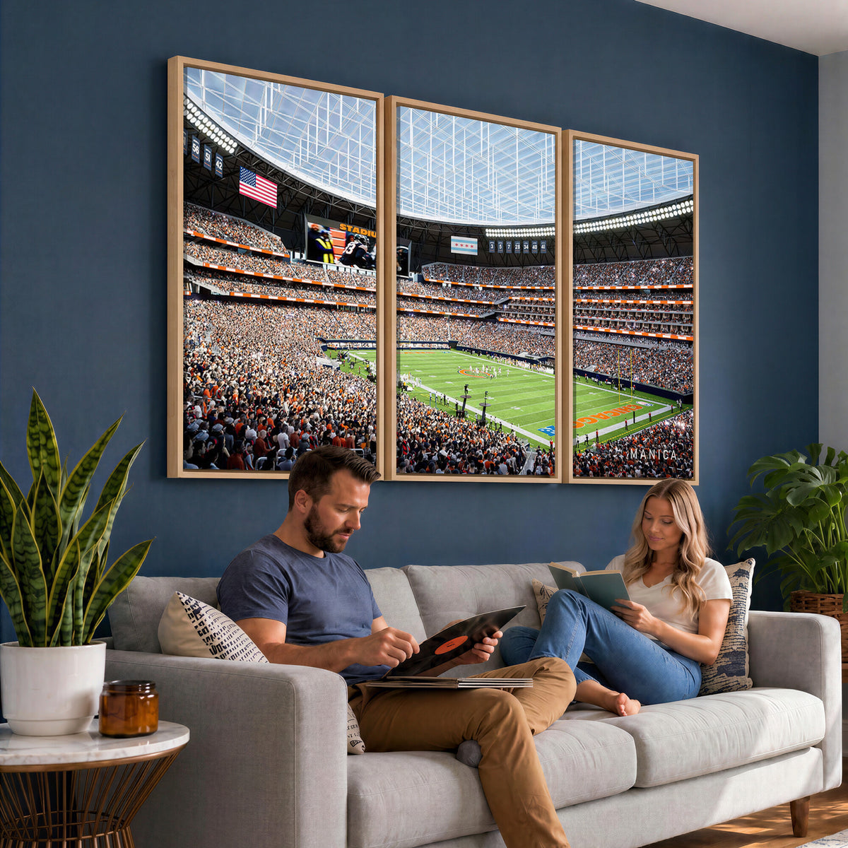 32530647-PAN-FL-20X10 - Chicago Bears Soldiers Field Wall Art Canvas Print, Framed and Ready to Hang