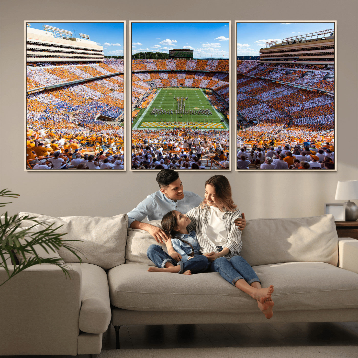 64238859-MGV-FC-60X30-3P_Natural-Tennessee Neyland Stadium Wall Art Print, Sports Arena Canvas Wall Art, Panoramic Stadium Canvas Print, Modern Athletic Field Art Printing