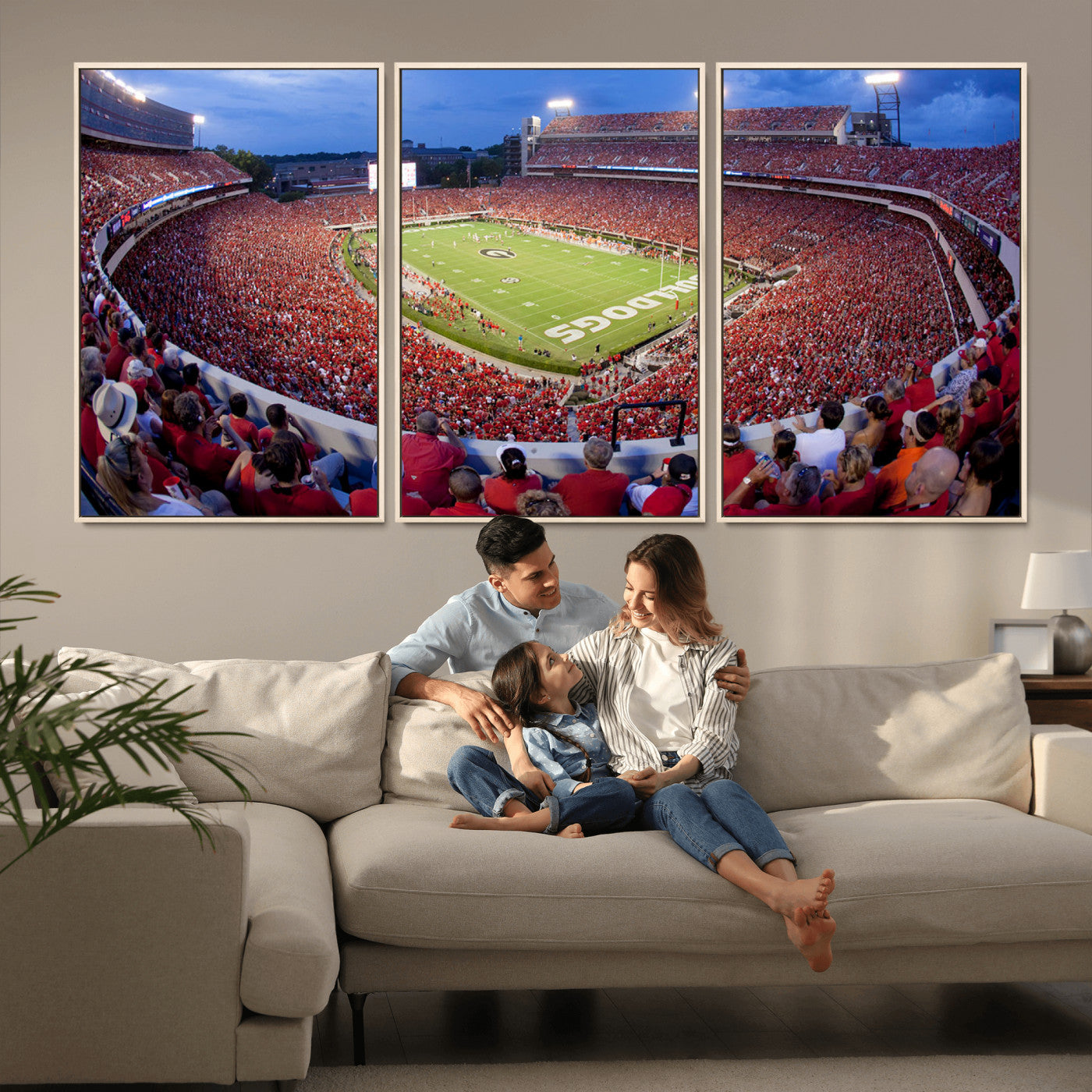 10244378-MGV-FC-60X30-3P_Natural-Dooley Stadium Wall Art Print, Sports Arena Canvas Wall Art, Dooley Field at Sanford Stadium Canvas Print, Modern Athletic Field Art Printing