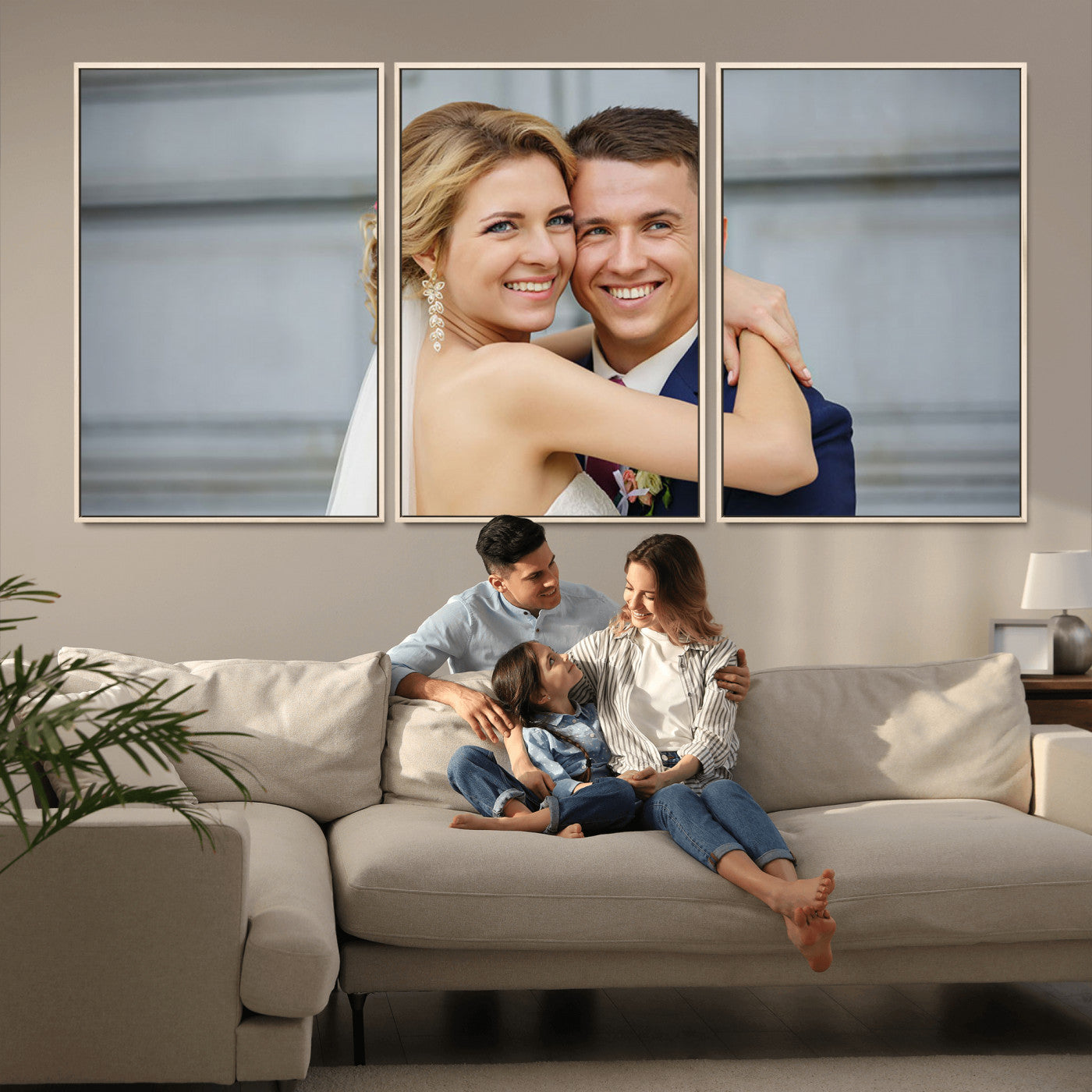 MGV-FC-60X30-3P - Create Your Own Photo Framed Canvas Print - Custom Personalized Wall Art Print for Gift
