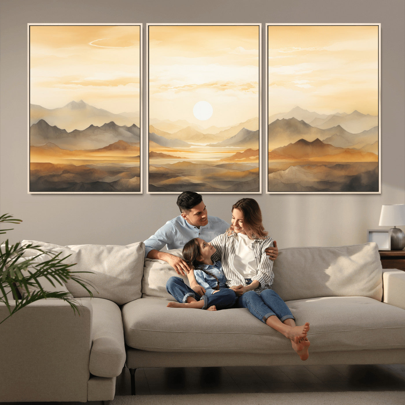 Nihat1-29-MGV-CV-36X24-Sepia Color Abstract Mountain Wall Art Canvas Print