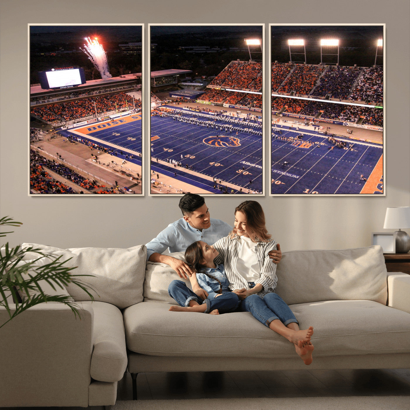 BS1001S-MGV-FC-60X30-3P - Boise State Broncos Albertsons Stadium Wall Art Canvas Print