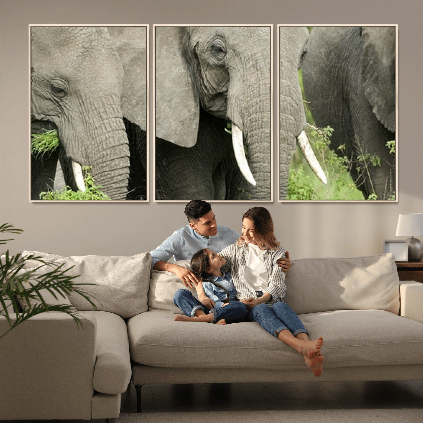 MGV-FC-60X30-3P - Wild Elephant Wall Art Canvas Print