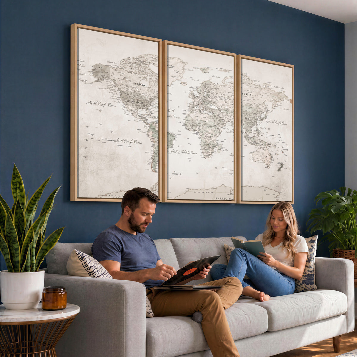 90355419-MGV-CV-36X24 - Antique Style World Map Canvas Print | Vintage Detailed World Map Art for Travel Lovers