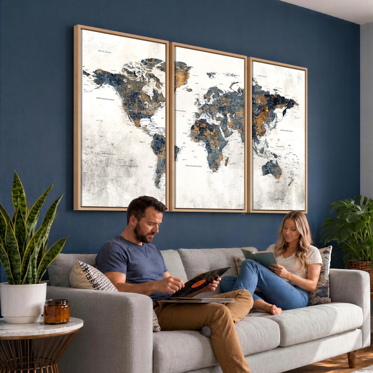 52451147-MGV-CV-36X24 - World Map Wall Art Canvas Print for Office Wall Decor