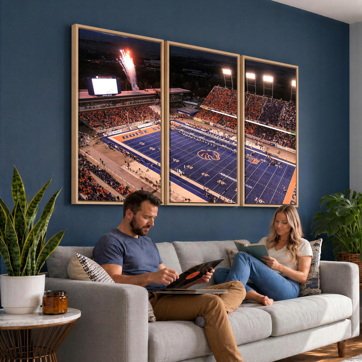 58849575-MGV-CV-36X24 - Boise State Stadium Large Wall Art Canvas Print for Living Room and Game Room Decor