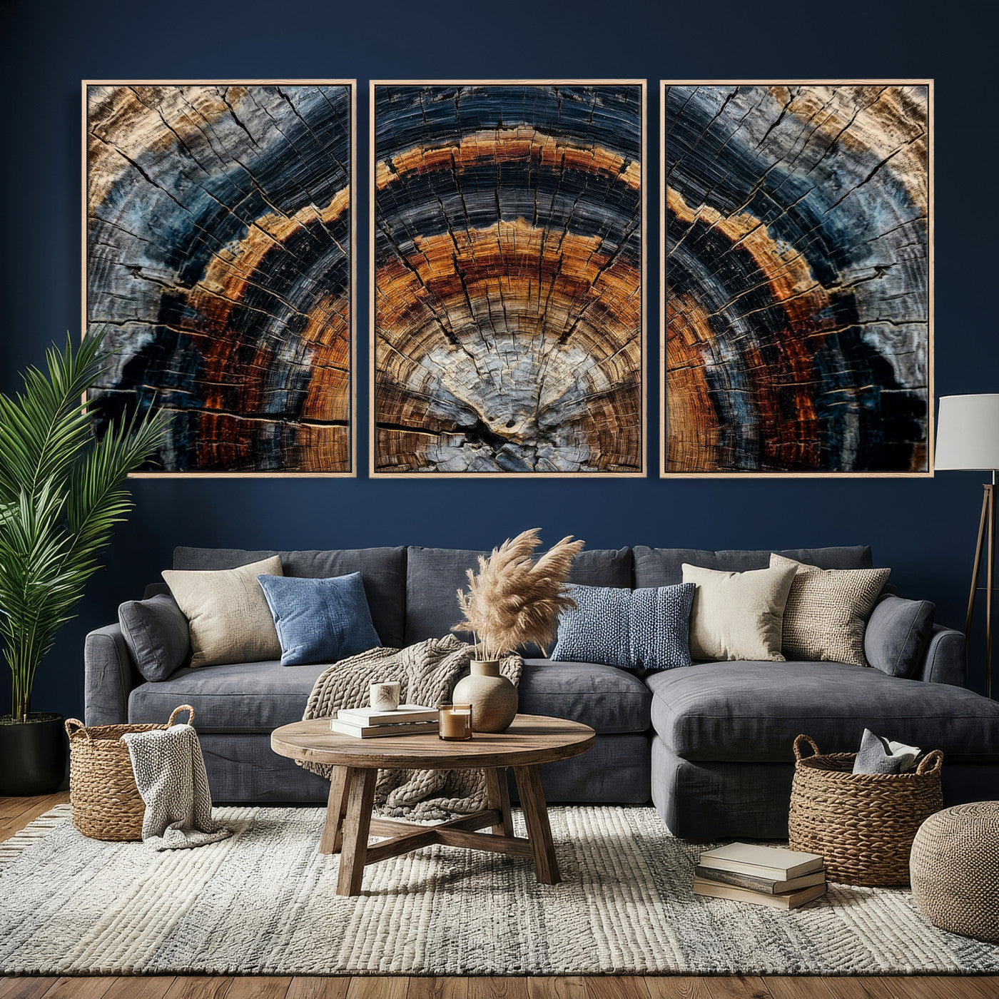 92693966A-MGV-CV-36X24 - Abstract Wood Grain Canvas Print, Tree Ring Pattern Wall Art, Framed Canvas Ready to Hang