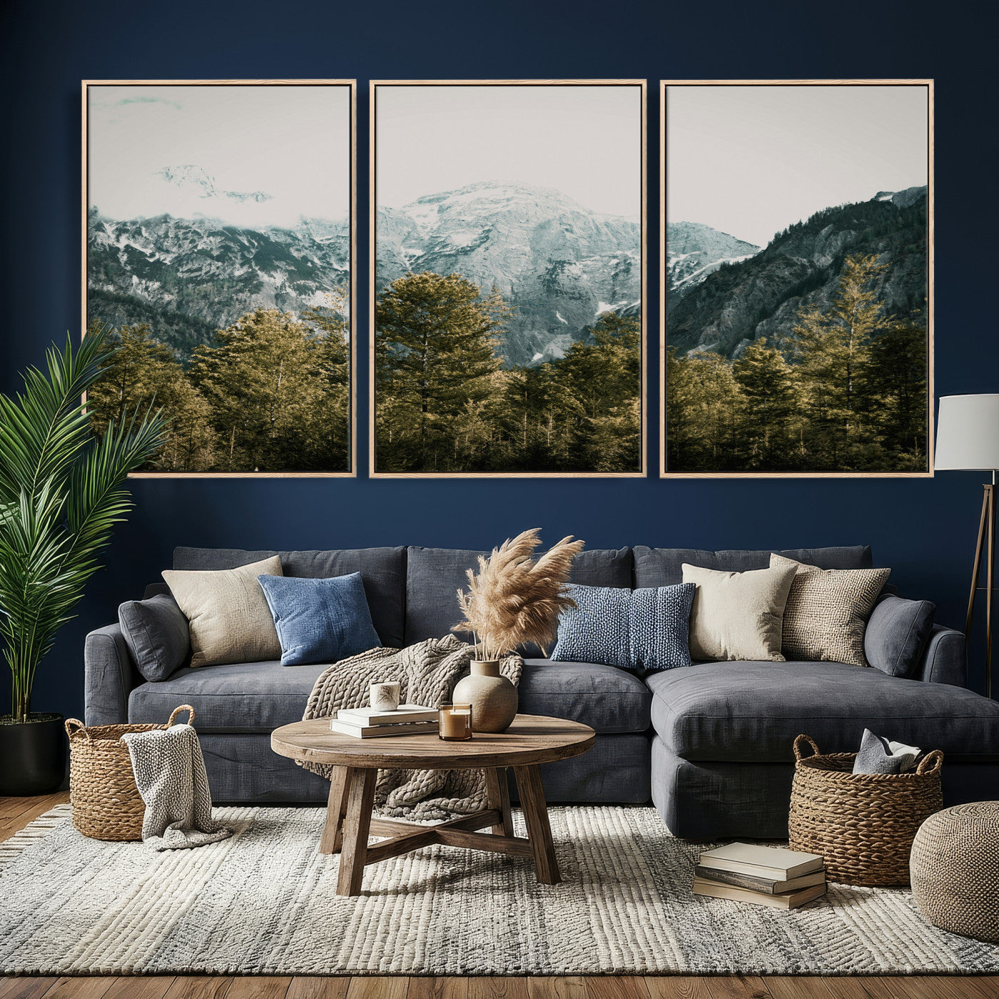 48479662-MGV-CV-36X24 - Mountain Forest Wall Art Canvas Print, Alpine Landscape Nature Photography, Moody Wilderness Wall Decor