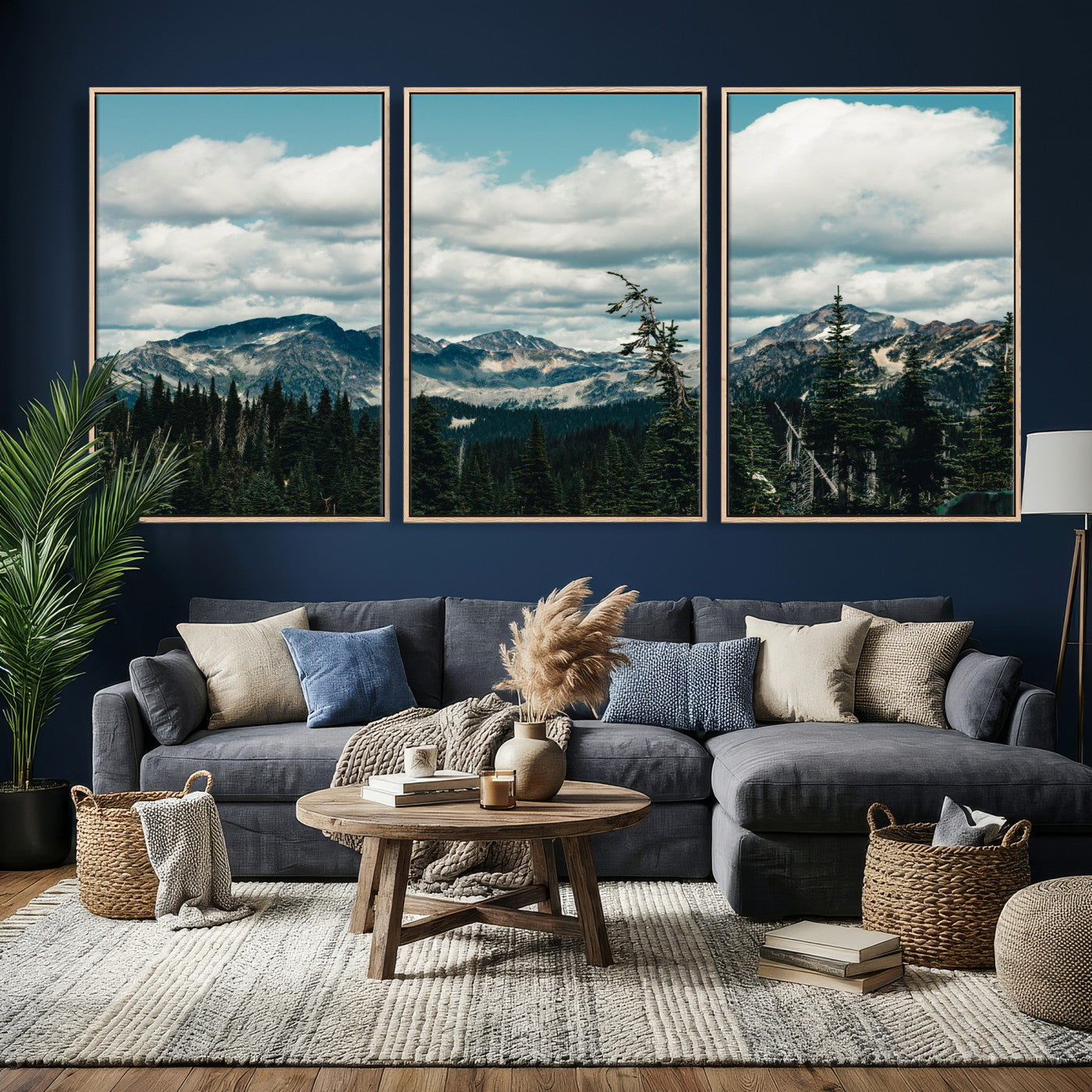 30416773-MGV-CV-36X24 - Mountain Forest Wall Art Canvas Print, Alpine Pine Tree Landscape Photography, Scenic Wilderness Mountain View, Nature Wall Decor